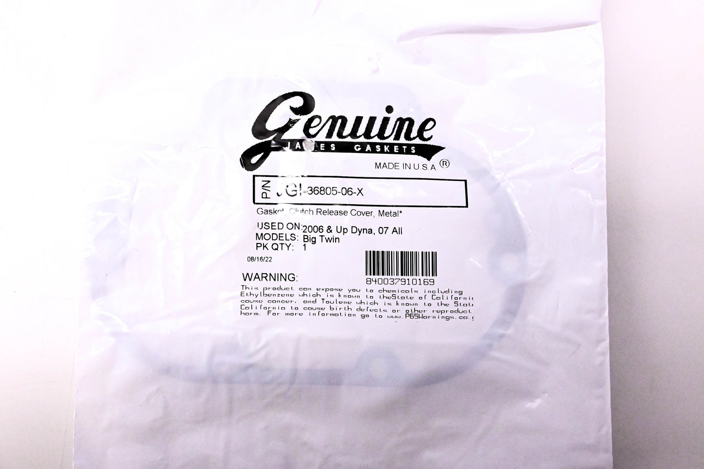 James Gaskets JGI-36805-06-X Clutch Release Cover Gasket, Metal NOS