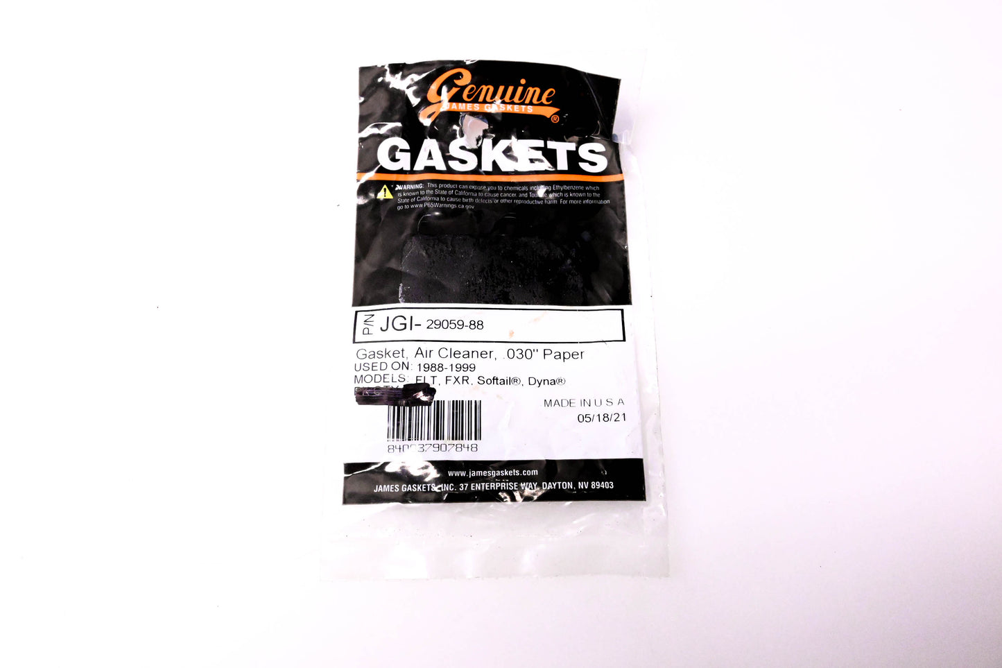 James Gaskets JGI-29059-88 Air Cleaner Gasket, .030" Paper NOS