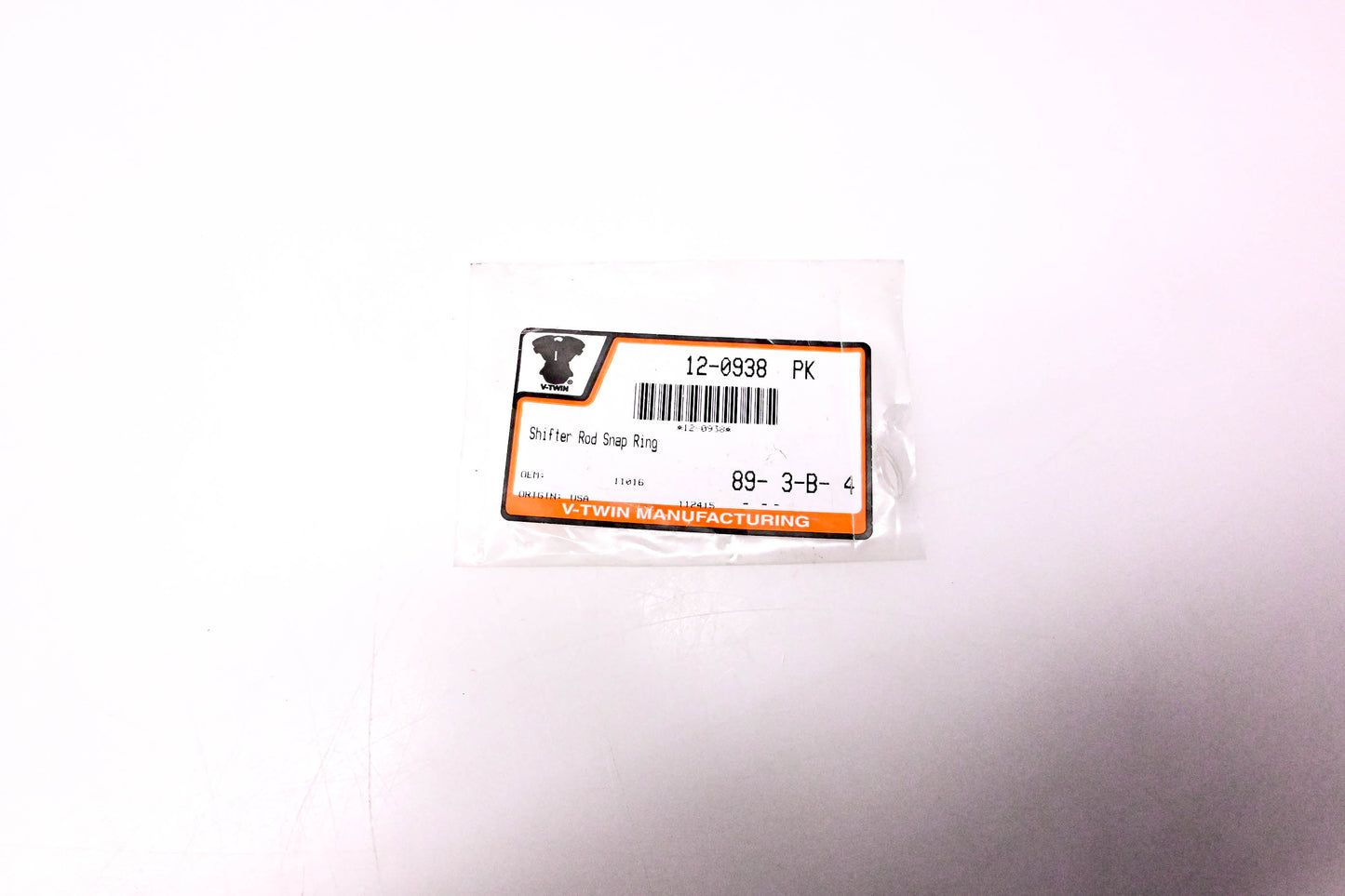 V-Twin 12-0938, 112415 Shifter Rod Snap Ring NOS