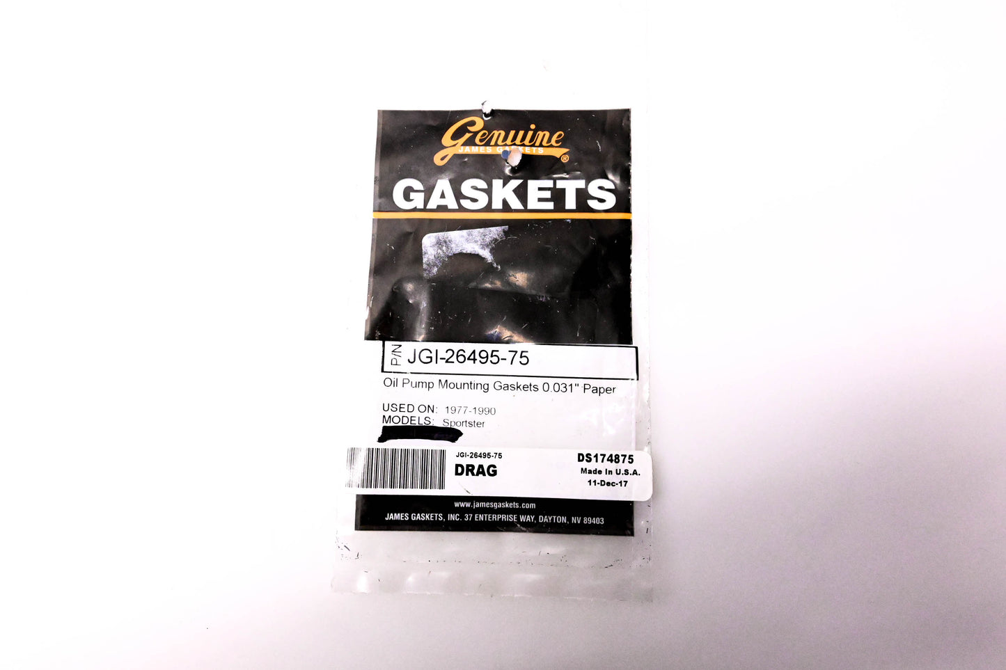 James Gaskets JGI-26495-75, DS174875 Oil Pump Mounting Gaskets 0.031" Paper NOS