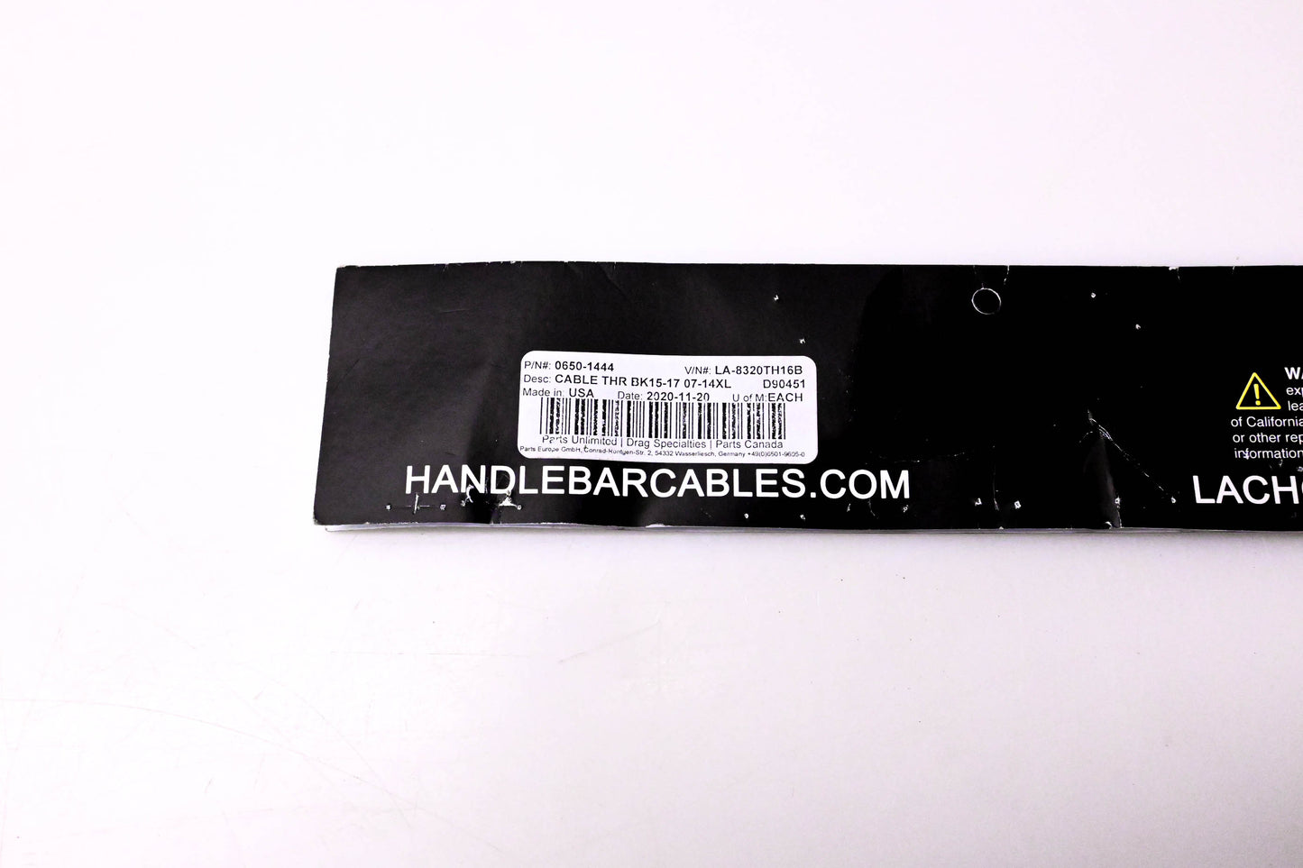 LA Choppers 0650-1444, LA-8320TH16B, D90451 Throttle Cable NOS