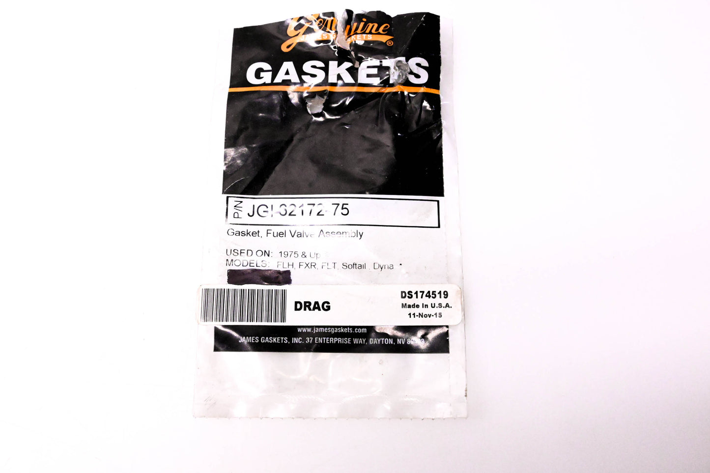 James Gasket JGI-62172-75, DS174519 Fuel Valve Assembly Gasket NOS