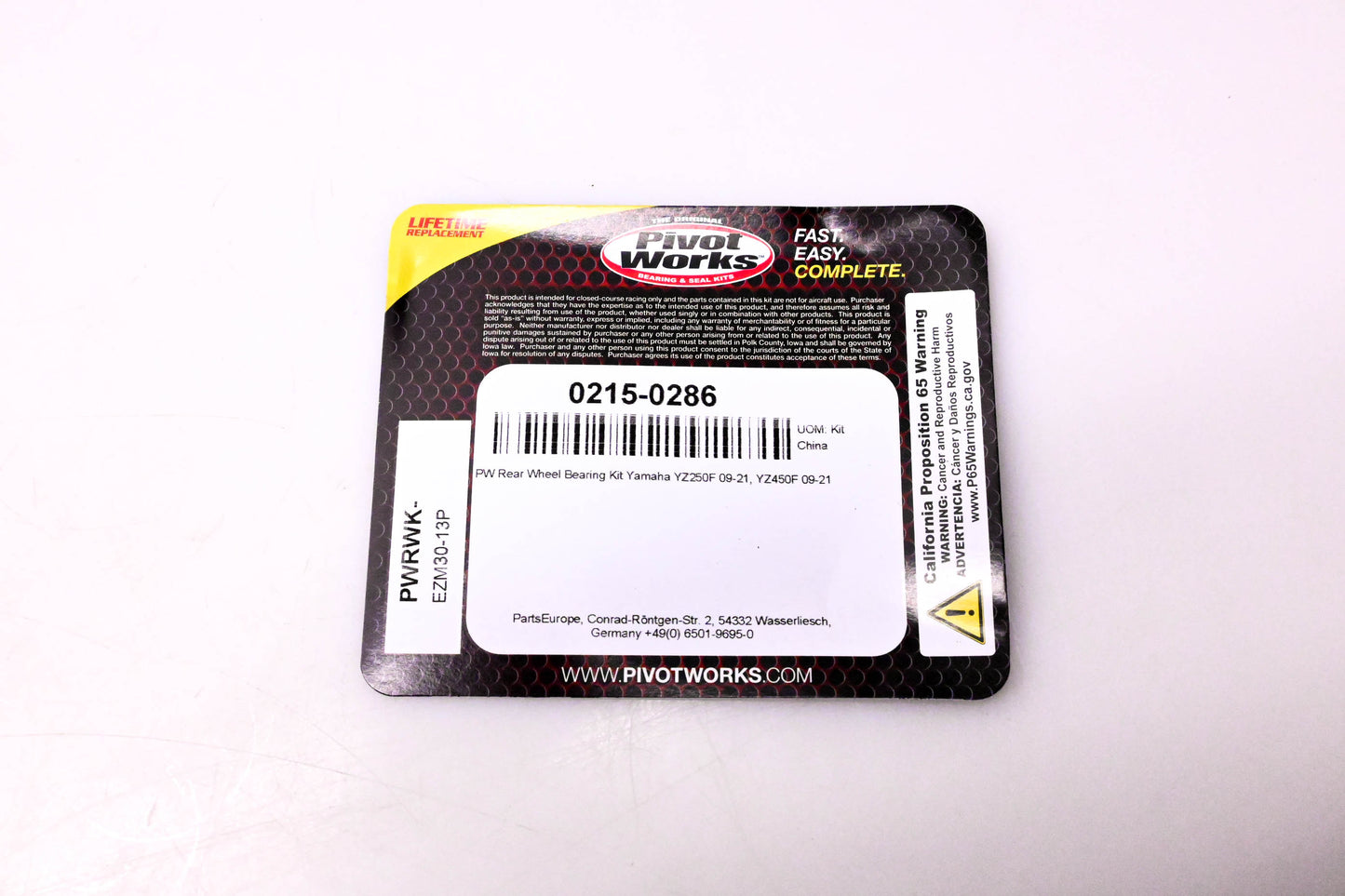 Pivot Works 0215-0286, EZM30-13P Rear Wheel Bearing Kit NOS