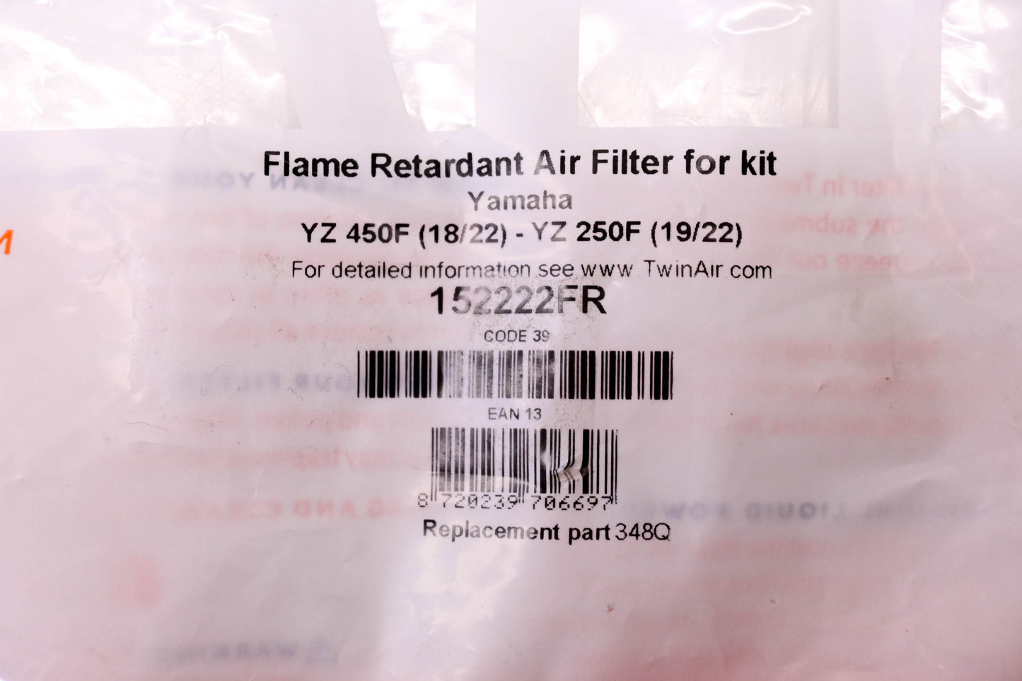 Twin Air 152222FR Yamaha Flame Retardant Air Filter NOS
