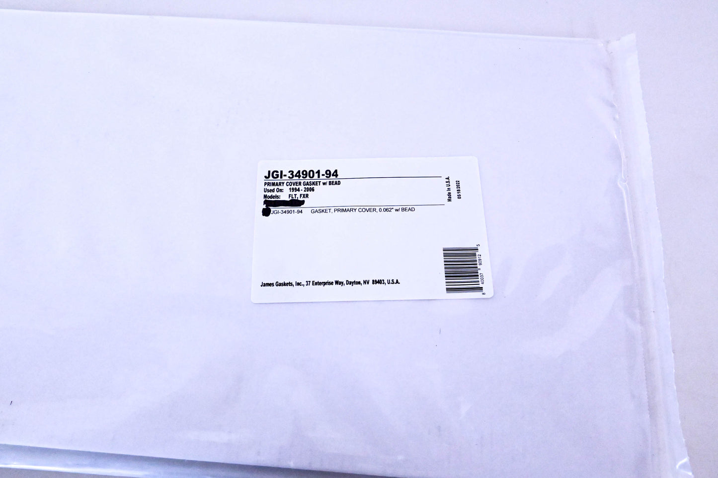 James Gasket JGI-34901-94 Primary Cover Gasket, 0.062" & Bead NOS
