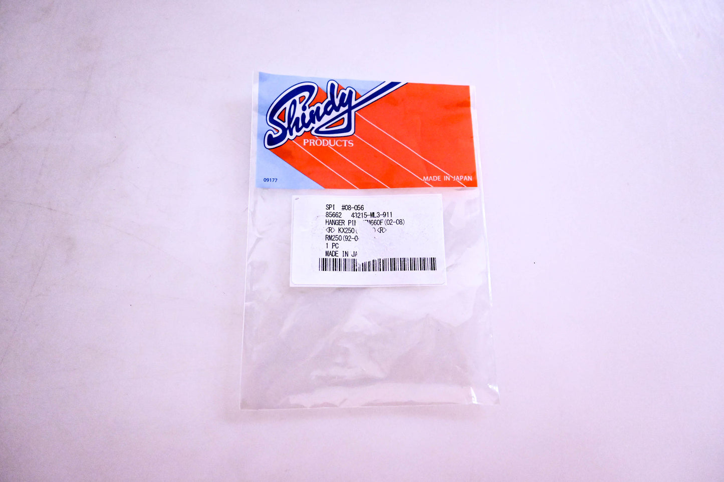 Shindy 08-056, 85662, 43215-ML3-911 Brake Pad Hanger Pin NOS
