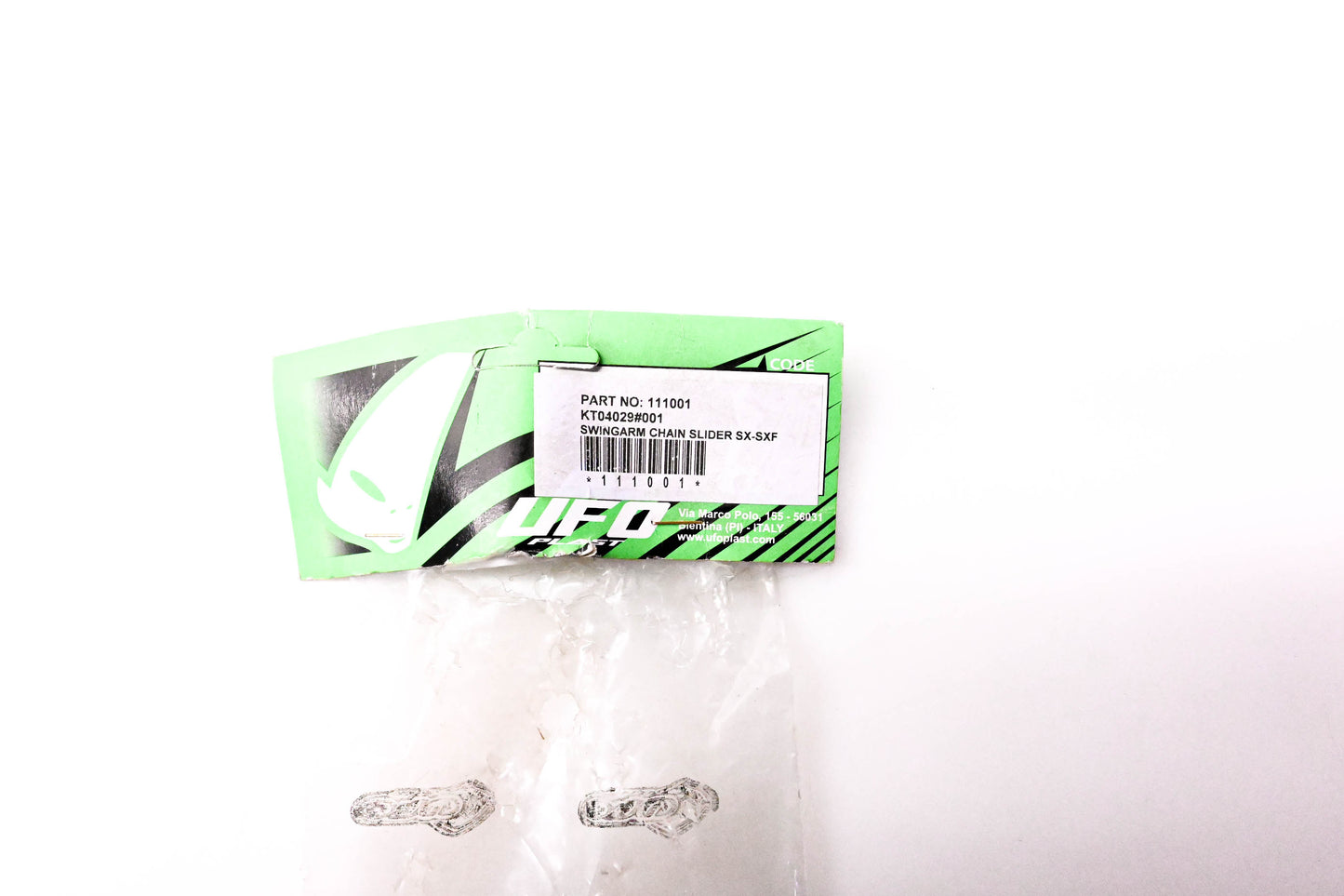UFO KT04029#001, 111001 Swingarm Chain Slider Kit Black NOS