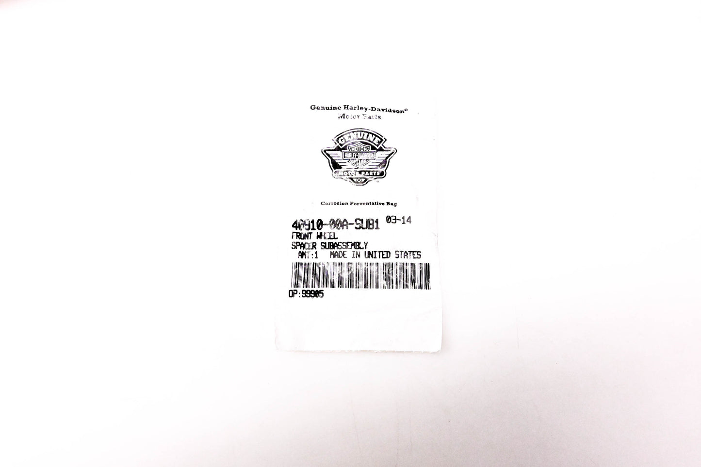 New OEM Harley-Davidson 40910-00A-SUB1 Front Wheel Spacer Subassembly NOS