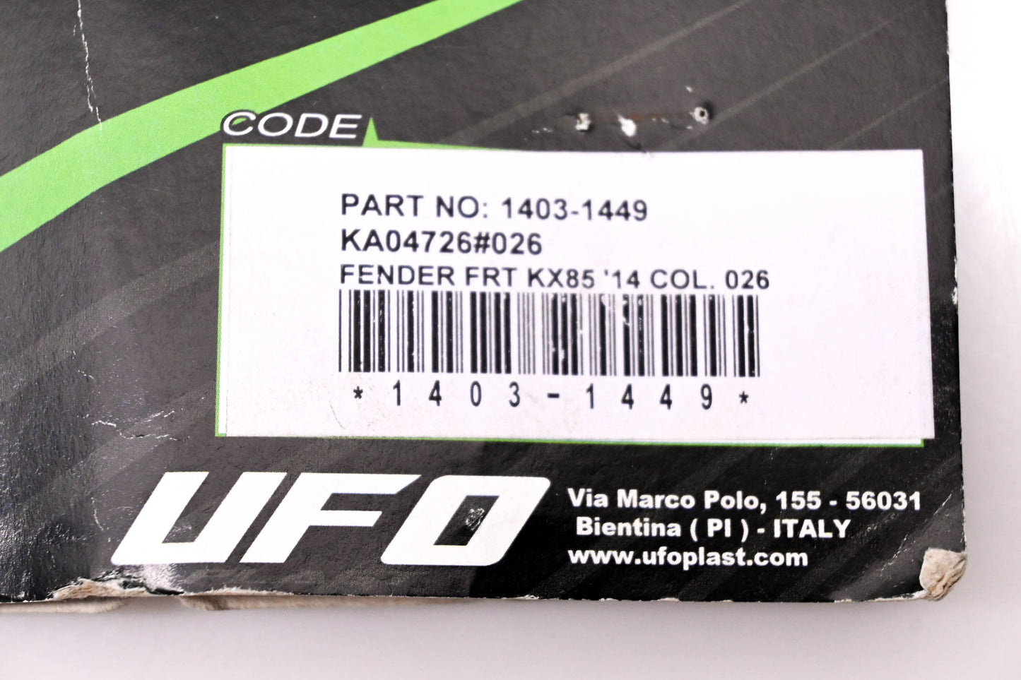 UFO 1403-1449 Green Front Fender NOS