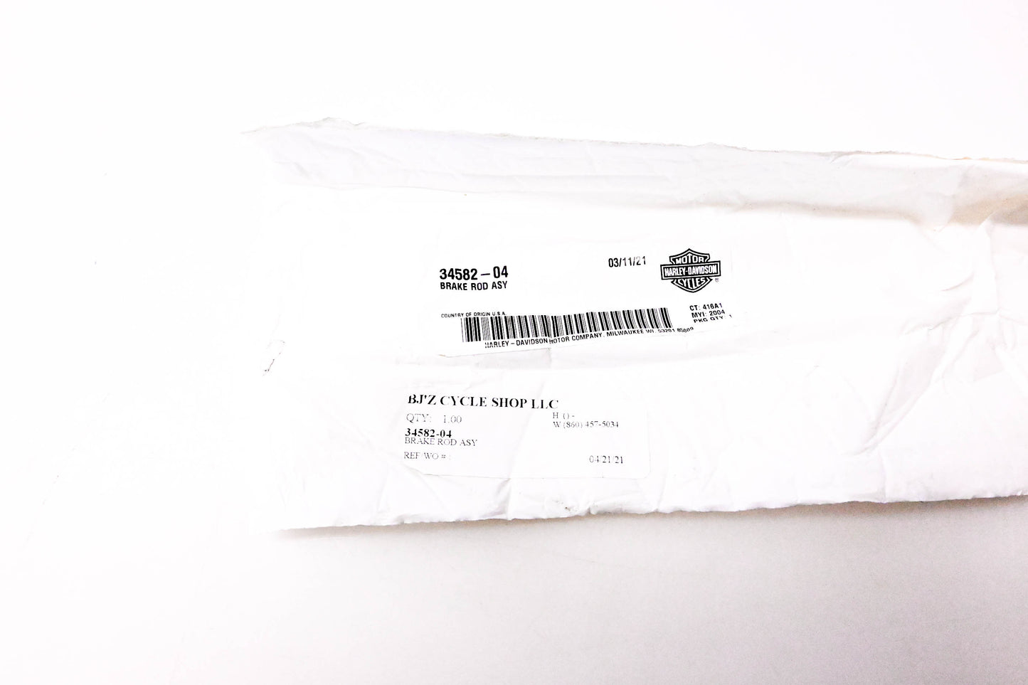 New OEM Harley-Davidson 34582-04 Brake Rod Assembly NOS