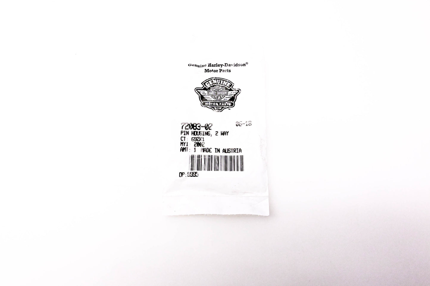 New OEM Harley-Davidson 72083-02, 692K1 2 Way Pin Housing NOS