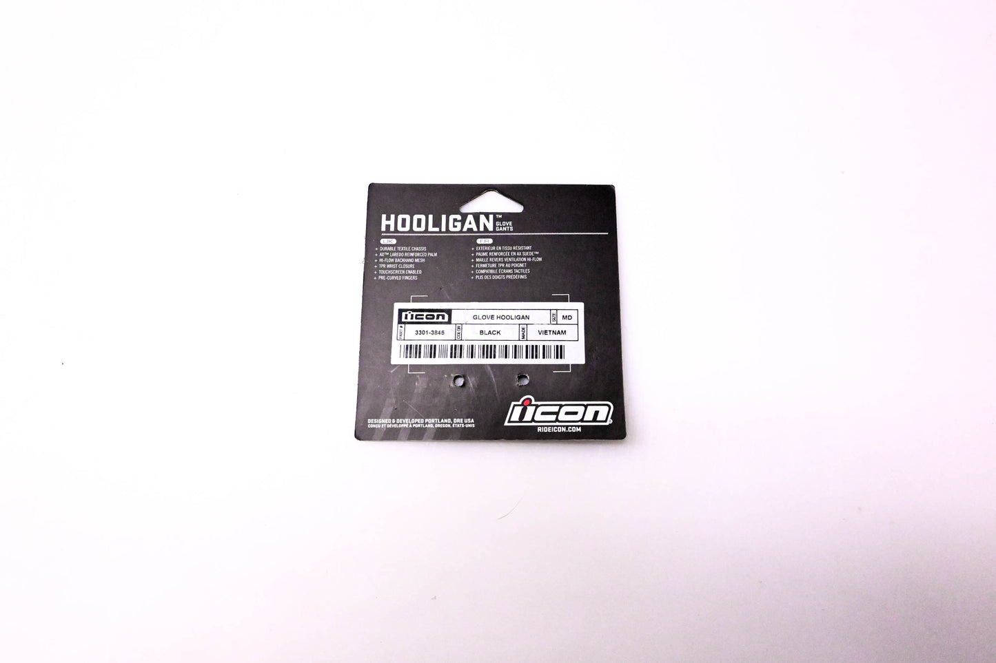 Icon 3301-3845 Pair of Hooligan Gloves Black Medium NOS