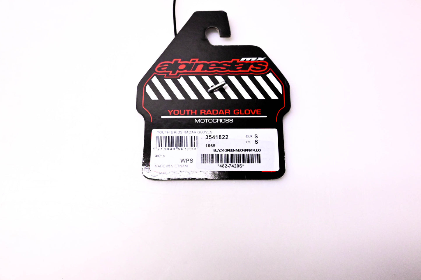 Alpinestars 3541822, 482-7420S Pair of Youth Radar Gloves Black Green Neon Pink SM NOS