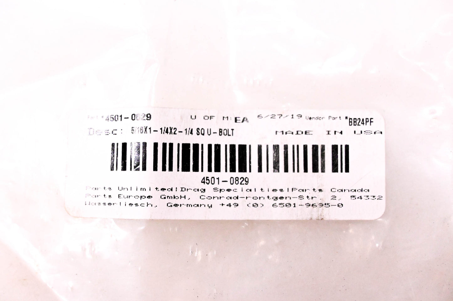 Moose Racing 4501-0829, BB24PF 5/16x1 -1/4x2 -1/4 Square U-Bolts Qty 2 NOS