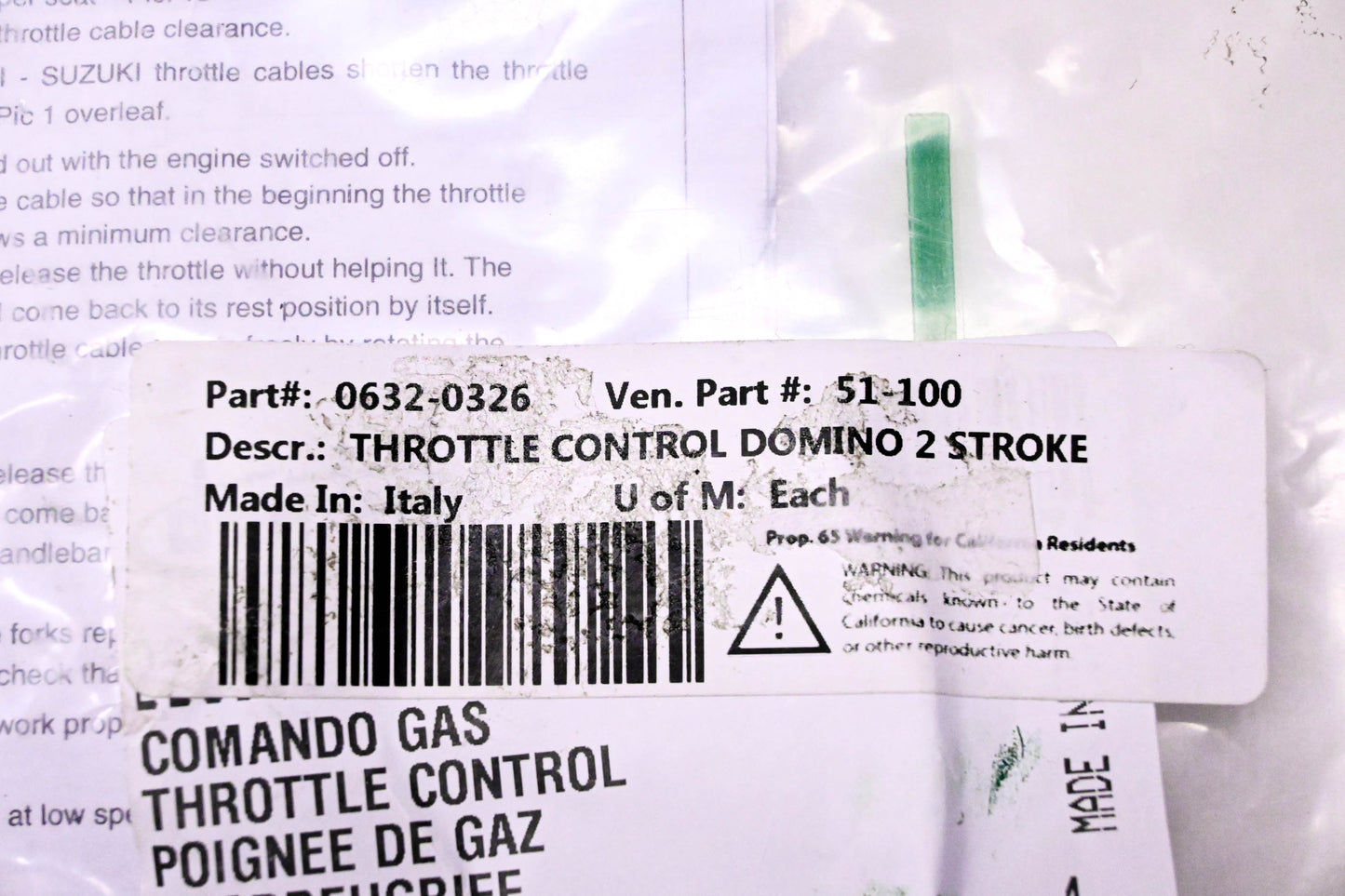 Domino 0632-0326, 51-100 Throttle Control Kit NOS