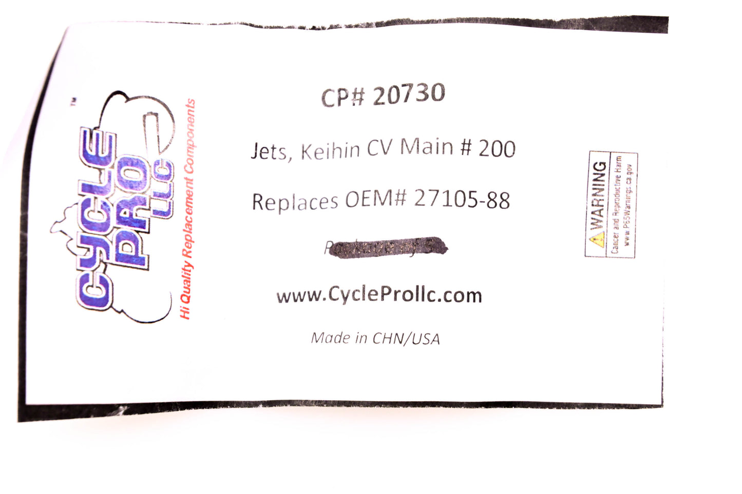 Cycle Pro 20730, DS-289329, 27105-88 Keihin Main Jet #200 NOS