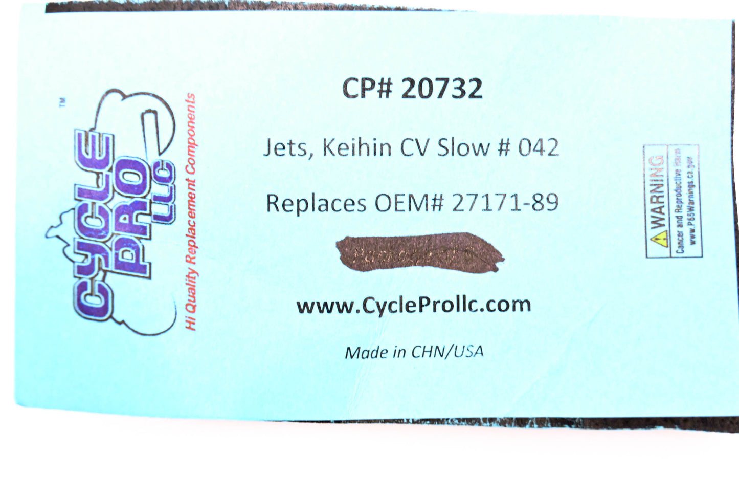 Cycle Pro 20732, DS-289316, 27171-89 Keihin Slow Jet #042 NOS