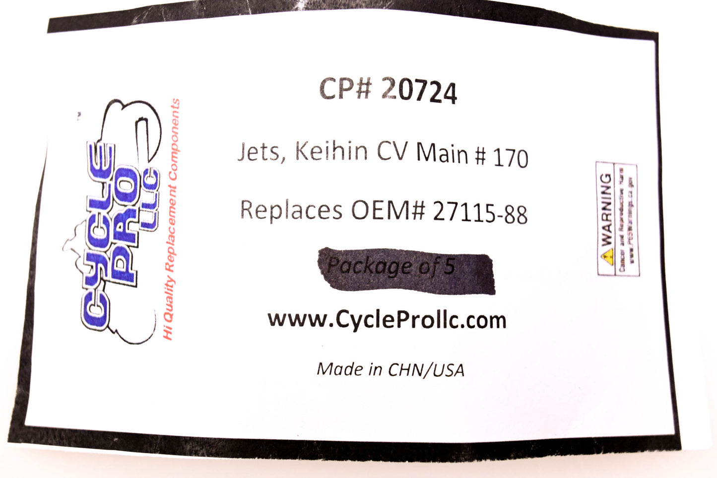 Cycle Pro 20724, DS-289323, 27115-88 Keihin Main Jet #170 NOS