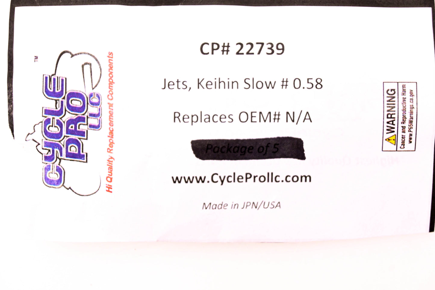 Cycle Pro 22739, DS-289314 Keihin Slow Jet # 0.58 NOS