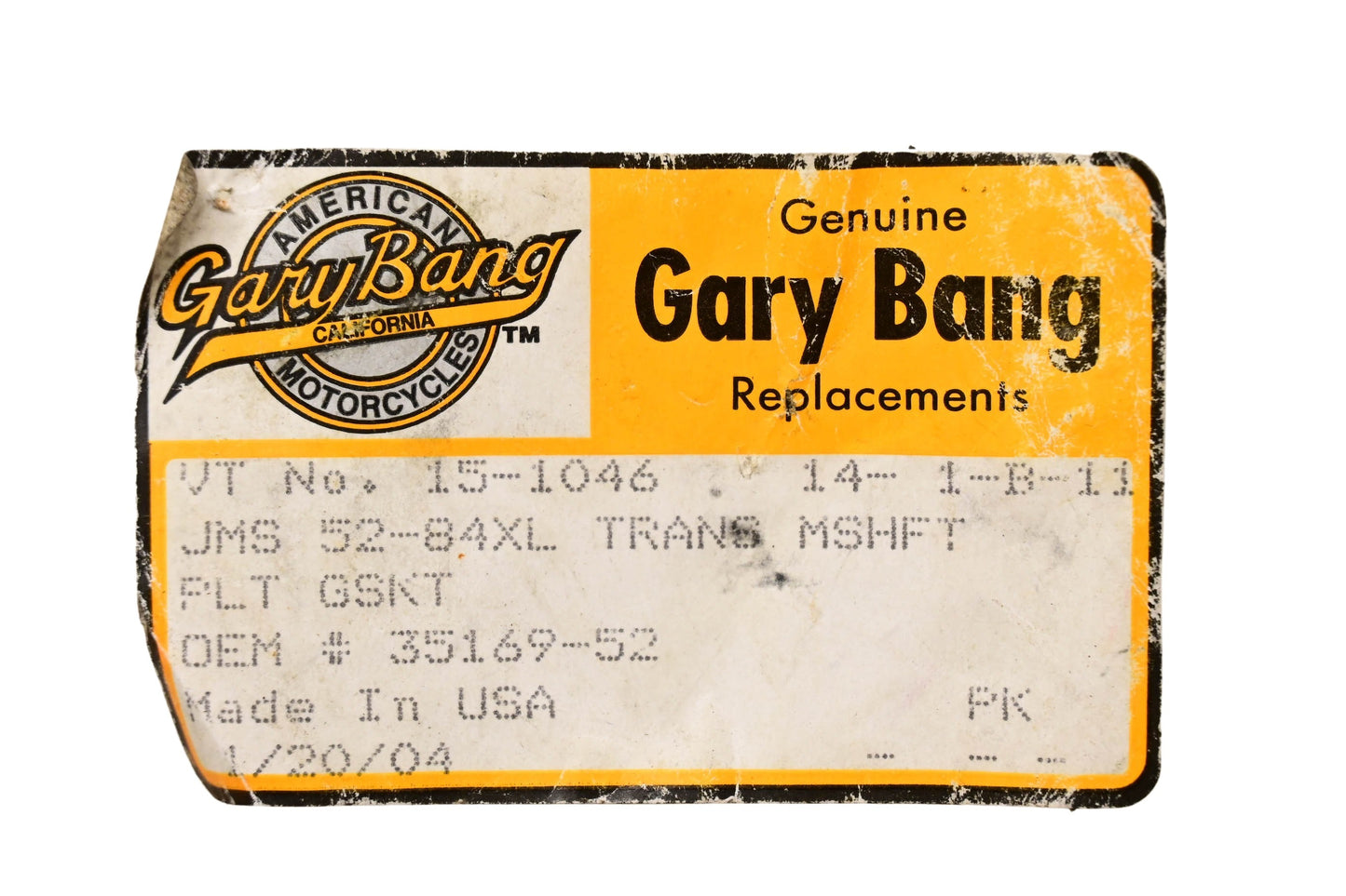 Gary Bang 35169-52, 15-1046 Main Shaft Oil Seal Gasket NOS