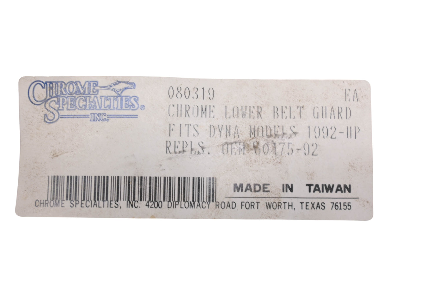 Chrome Specialties 080319, 80475-92 Chrome Lower Belt Guard NOS