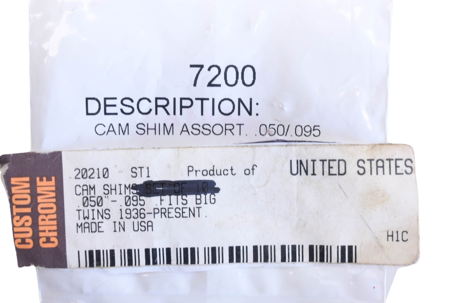 Bender Cycle 20210, 7200 Cam Shim NOS