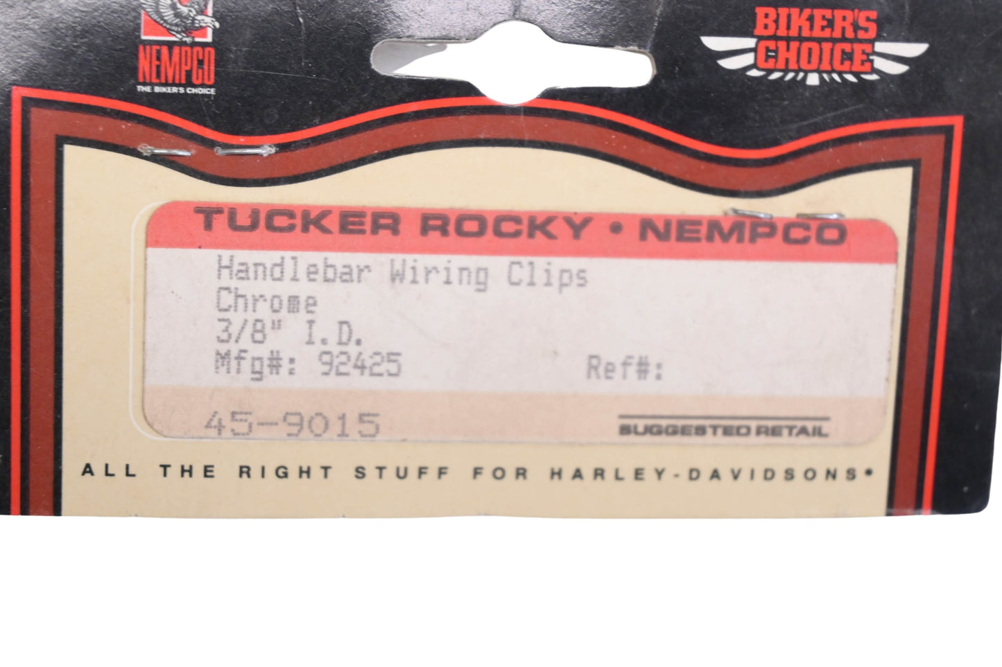 Biker's Choice 92425, 45-9015 3/8'' Chrome Handlebar Wiring Clips Qty 2 NOS