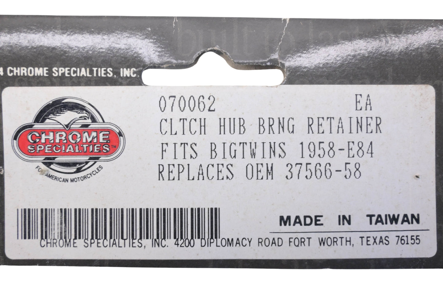 Chrome Specialties 070062, 37566-58 Clutch Hub Roller Retainer NOS