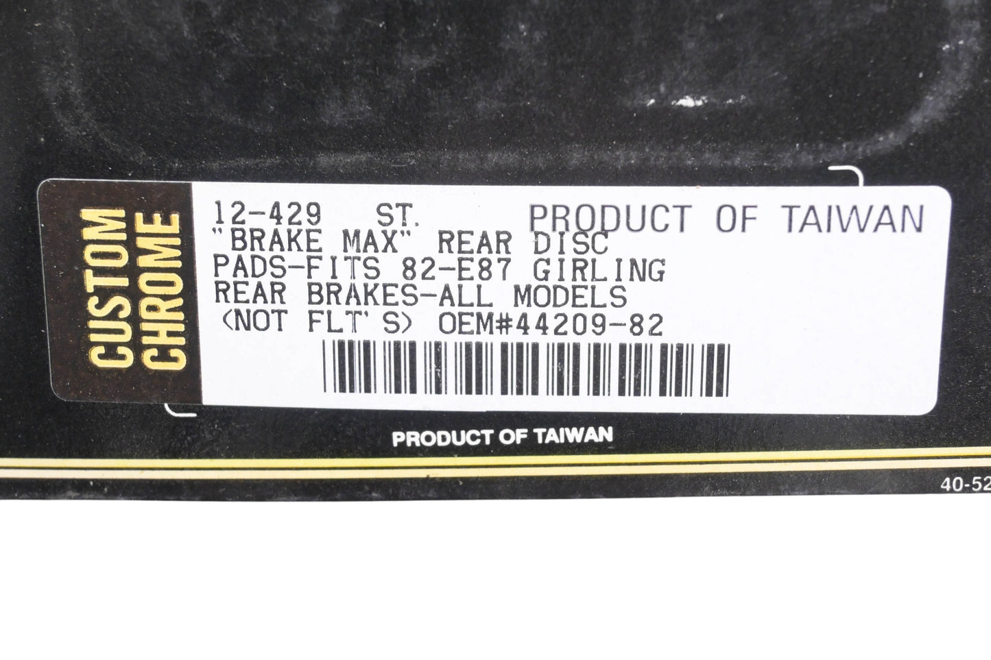 Custom Chrome 12-429, 44209-82 Rear Disc Brake Pads NOS