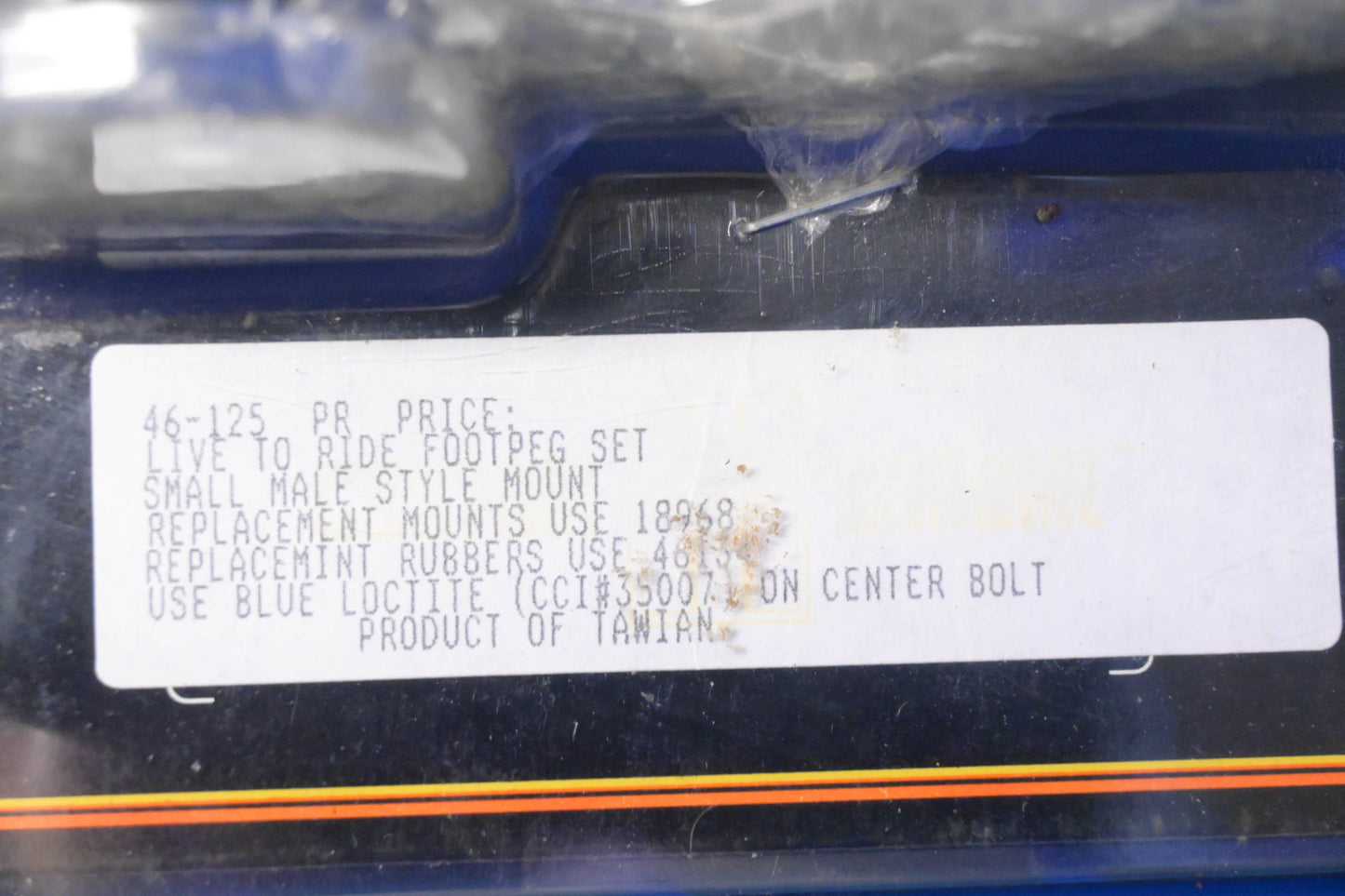 Custom Chrome 46-125, 46 125, 46125 Small Male Black 'Live To Ride' Foot Peg Kit NOS
