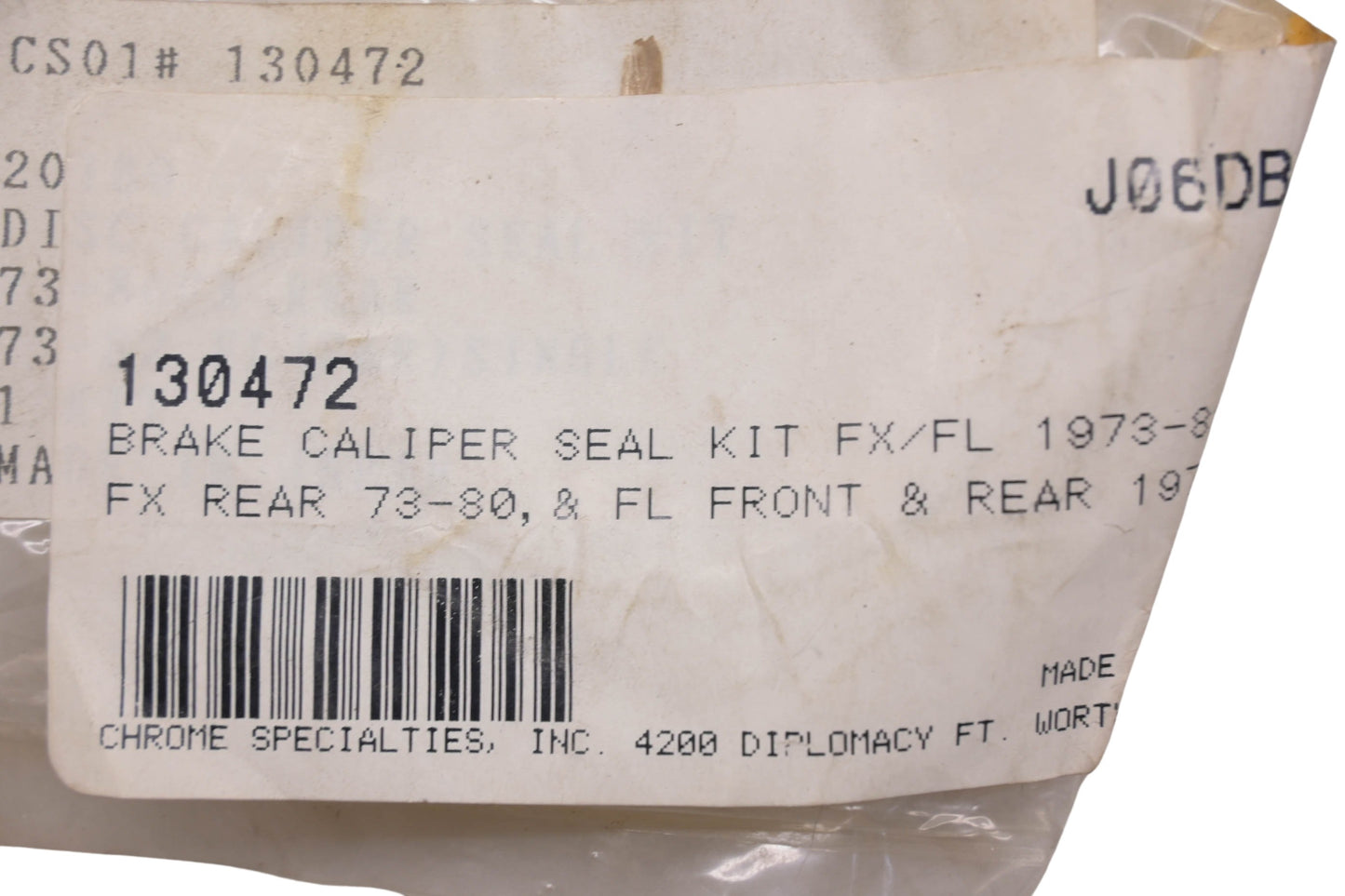 Chrome Specialties 130472 Brake Caliper Seal Kit NOS