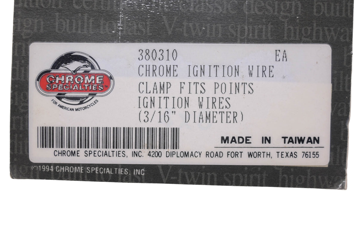 Chrome Specialties 380310 3/16'' Chrome Ignition Wire Clamp NOS