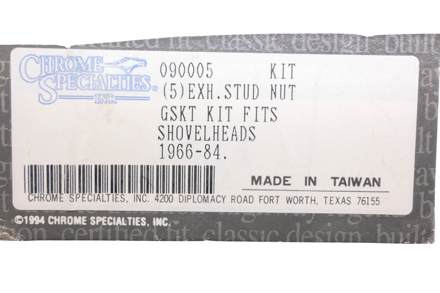 Chrome Specialties 090005 Exhaust Stud Nut Gasket Kit NOS