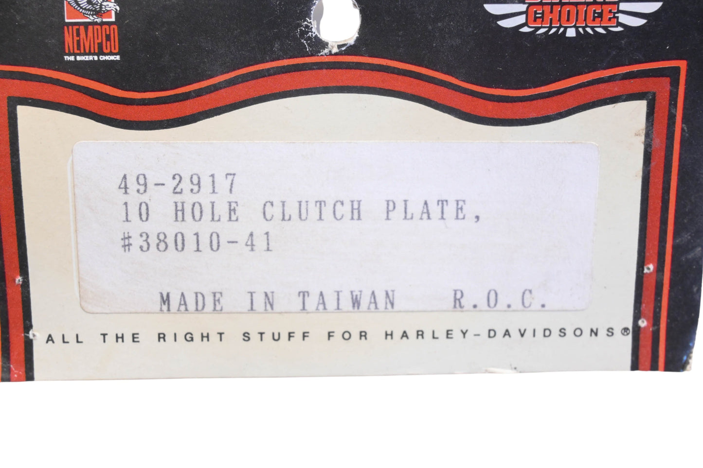 Biker's Choice 49-2917, 38010-41 10 Hole Clutch Plate NOS