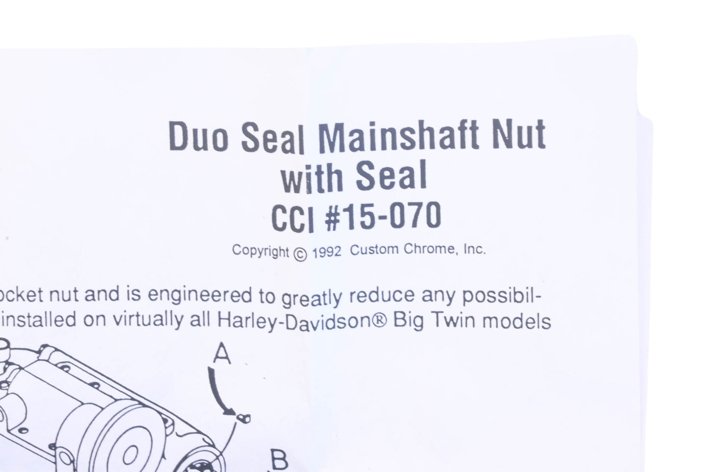 Custom Chrome 15070, 15-070 Mainshaft Double Seal Ring & Lock Washer Kit NOS