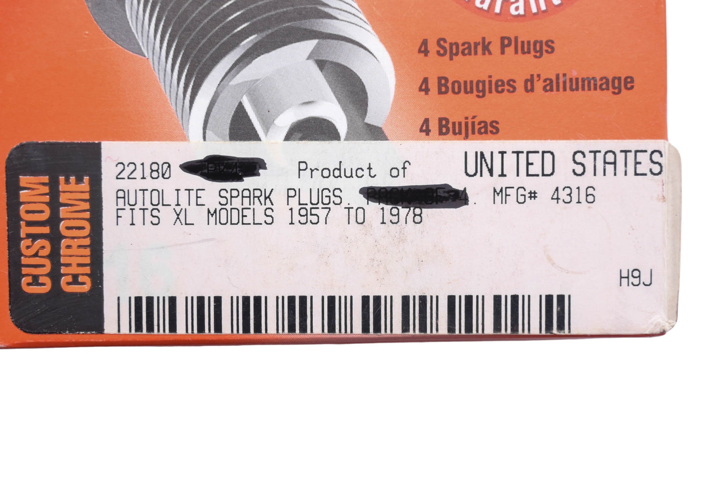 Custom Chrome 4316, 22180 Spark Plug NOS