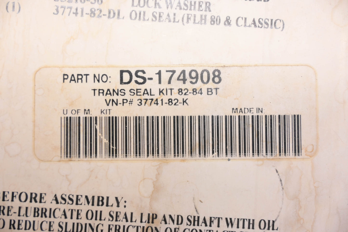 James Gaskets 37741-82-K, DS-174908 Transmission Seal Kit NOS