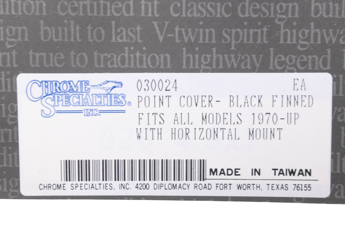 Chrome Specialties 030024 Black Finned Point Cover NOS