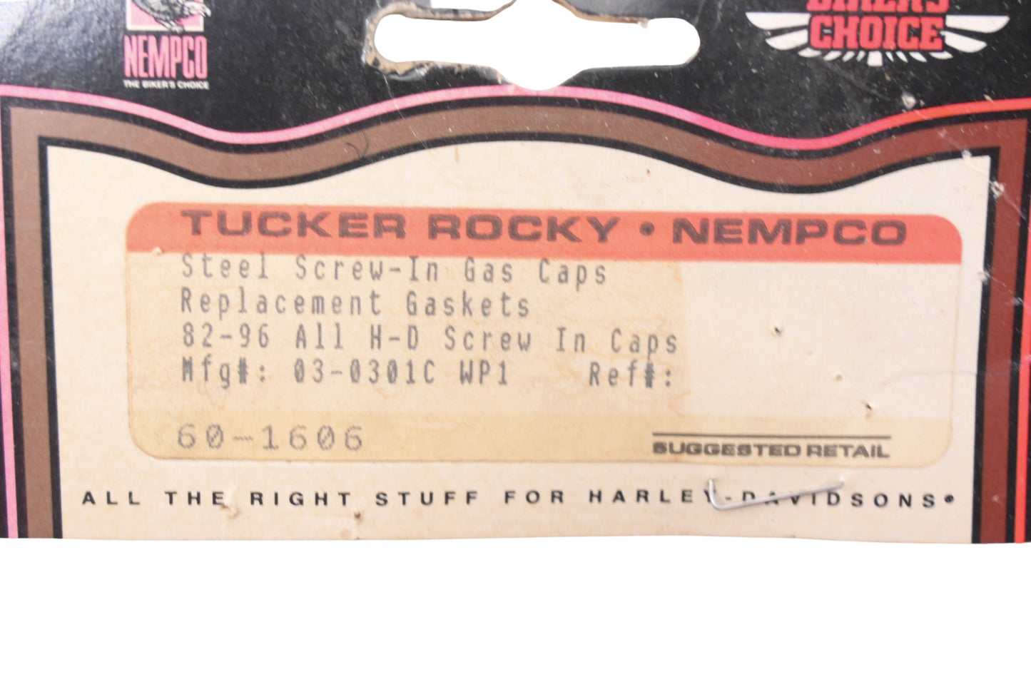 Tucker Rocky 60-1606, 03-0301C WP1 Gas Cap Replacement Gaskets Qty 2 NOS