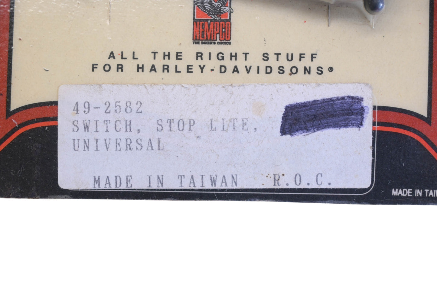 Biker's Choice 49-2582 Universal Stop Switch Kit NOS