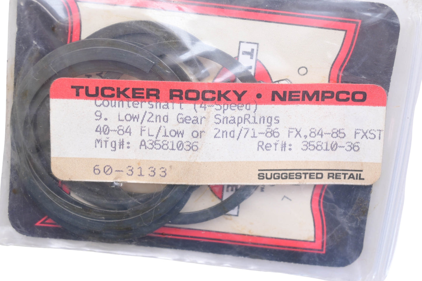Tucker Rocky A3581036, 60-3133, 35810-36 Twin Power 2nd Gear Snap Rings Qty 2 NOS