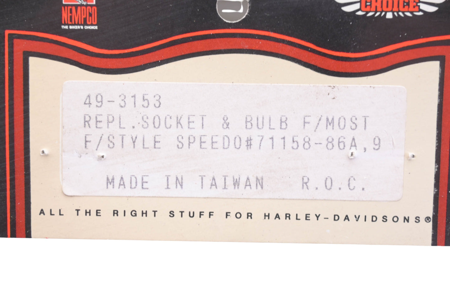 Biker's Choice 49-3153, 71158-86A Socket & Bulb Kit NOS