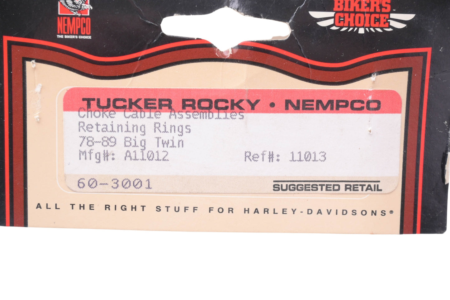 Tucker Rocky 60-3001, A11012, 11013 Choke Cable Assembly Retaining Rings Qty 2 NOS