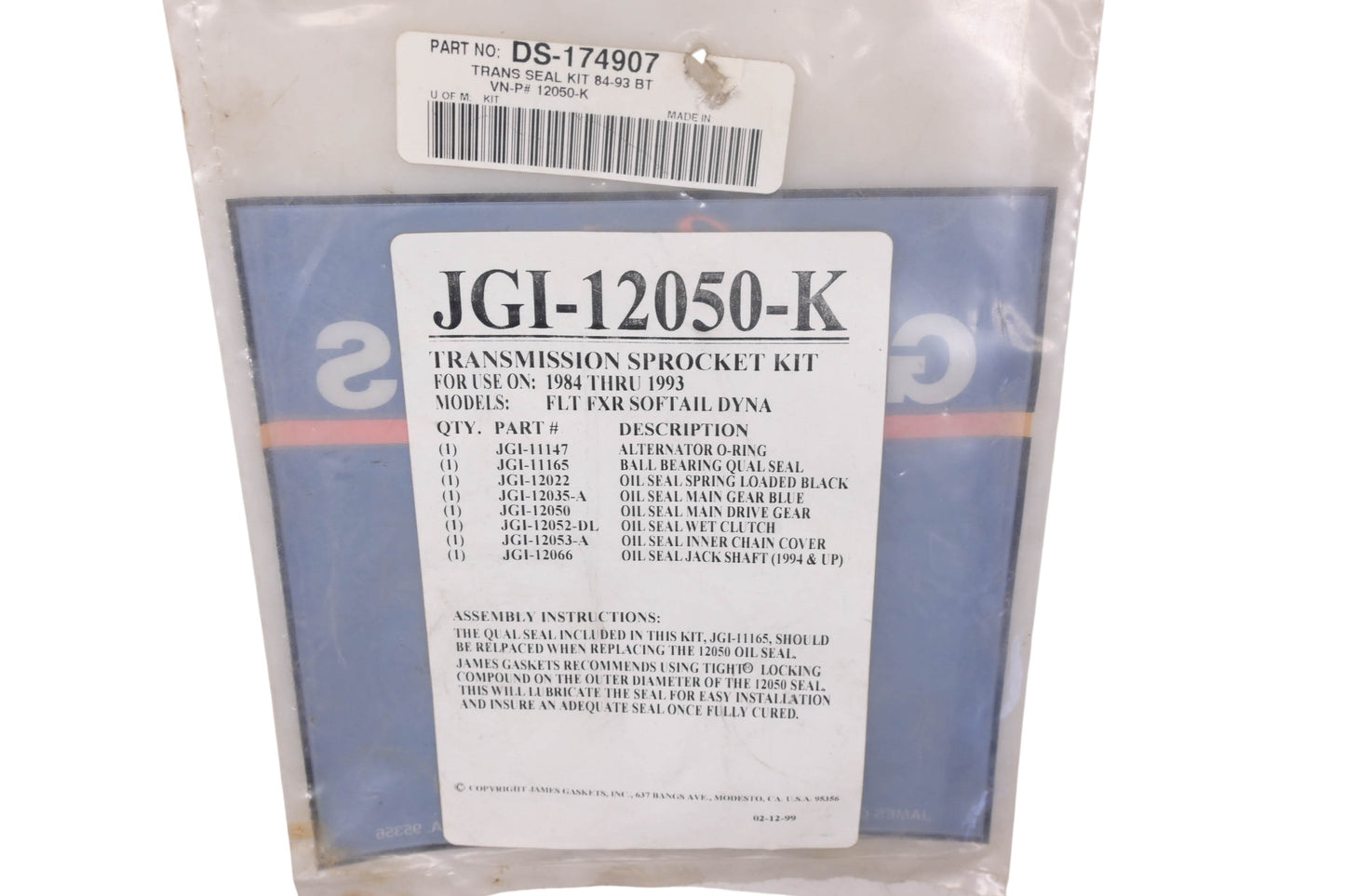 James JGI-12050-K, 12050-K, DS-174907 Transmission Sprocket Kit NOS