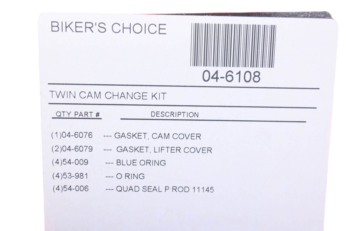 Biker's Choice 04-6108 Twin Power Cam Change Gasket Kit NOS