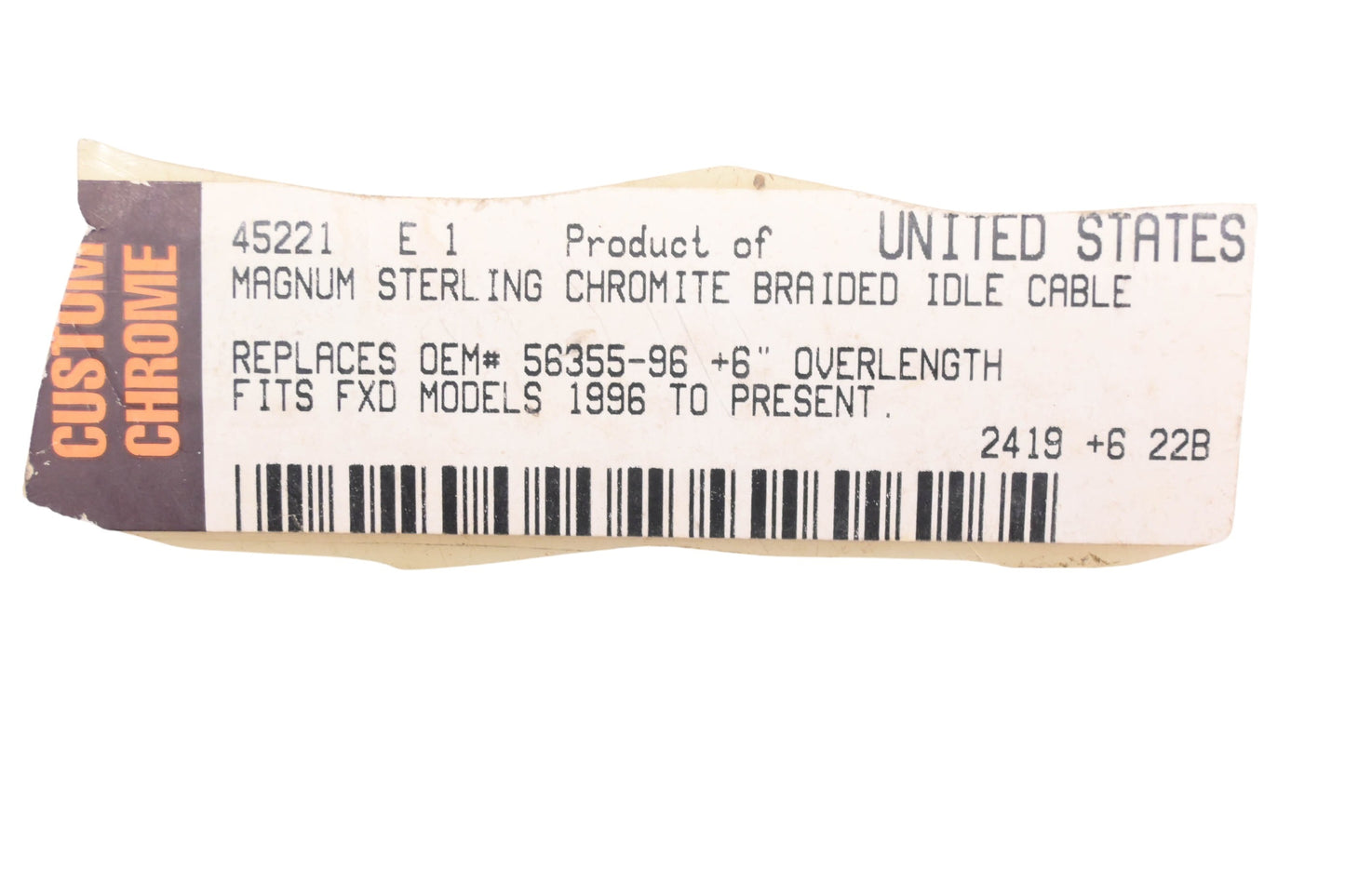 Custom Chrome 45221, 56355-96 Magnum Sterling Chrome Braided Idle Cable Kit NOS