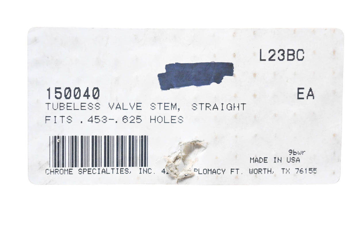 Chrome Specialties 150040, 944 Tubeless Tire Valve Stem NOS