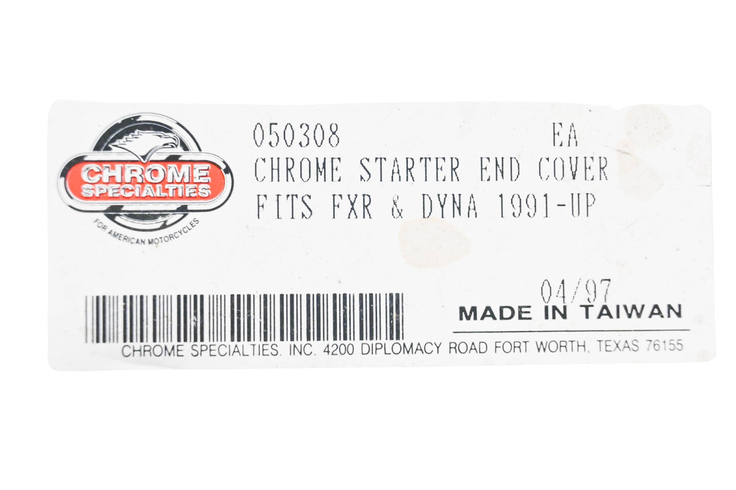 Chrome Specialties 050308 Chrome Starter End Cover NOS