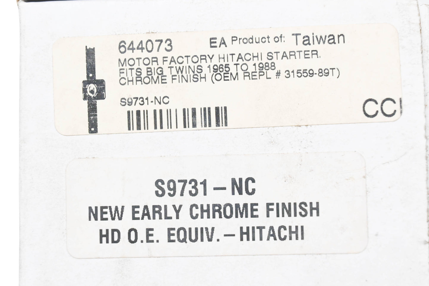 Custom Chrome 644073, 31559-89T, S9731-NC Motor Factory Hitachi Starter NOS