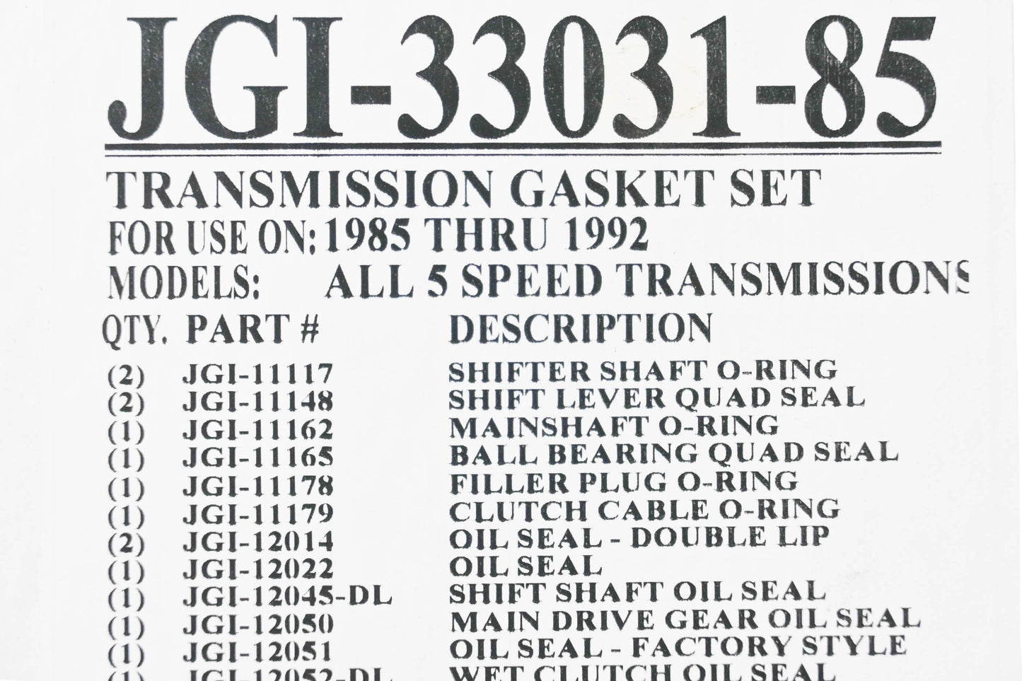 James Gaskets JGI-33031-85 Transmission Gasket Kit NOS